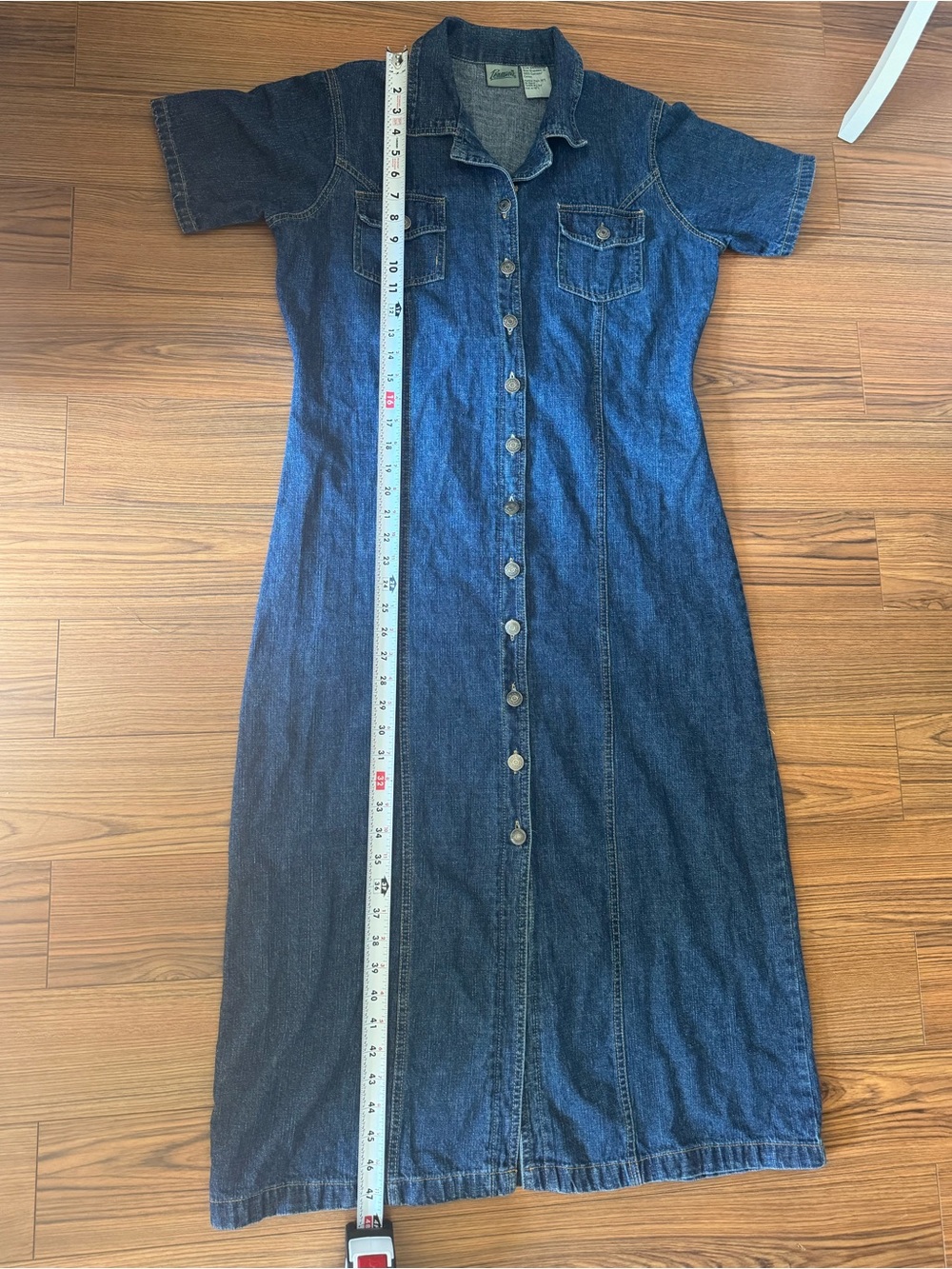 Vintage Penmans Button Front Dark Blue Denim Maxi Dress 100% Cotton - Picture 6 of 7